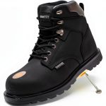 Work Safety Boots for Men Durable Crazy-Horse Leather Indestructible Steel Toe Waterproof and Non-Slip Better Warmth Men Work Shoes-0