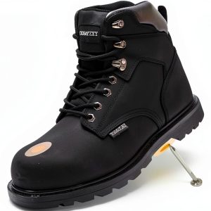 Work Safety Boots for Men Durable Crazy-Horse Leather Indestructible Steel Toe Waterproof and Non-Slip Better Warmth Men Work Shoes-0
