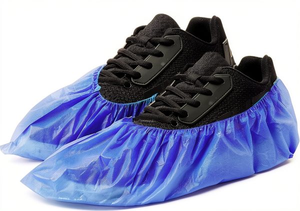 Disposable Shoe Covers Green Waterproof Non Slip Blue 100 Pack-1