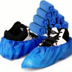 Disposable Shoe Covers Green Waterproof Non Slip Blue 100 Pack-0