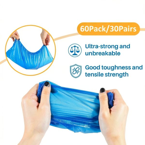 60 Pack (30 Pairs) Shoe Covers - Boot Covers Plastic Disposable Waterproof Shoe Covers for Men and Women Fits All Sizes of Shoes for House Cleaning-2